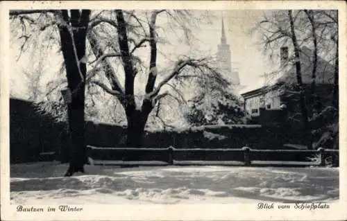 Ak Bautzen in der Oberlausitz, Blick vom Schießplatz, Winter