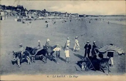 Ak La Baule Loire Atlantique, Strand, Esel