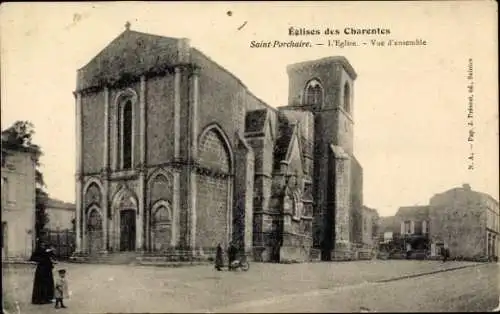 Ak Saint Porchaire Charente Maritime, Kirche, vue d'ensemble