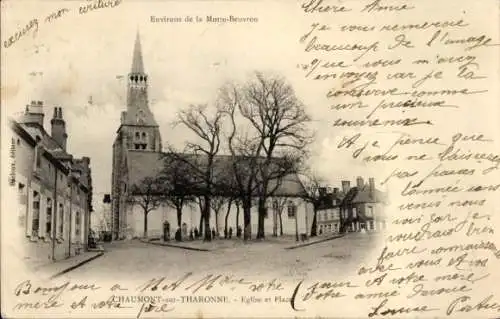 Ak Chaumont sur Tharonne Loir et Cher, Kirche, Platz