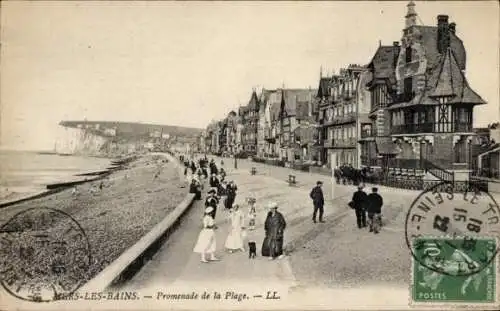 Ak Mers les Bains Somme, Strandpromenade