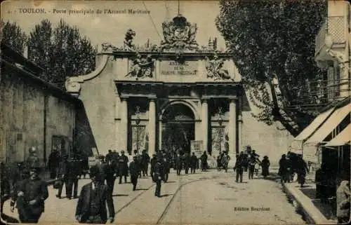 Ak Toulon Var, Porte principale de l'Arsenal Maritime