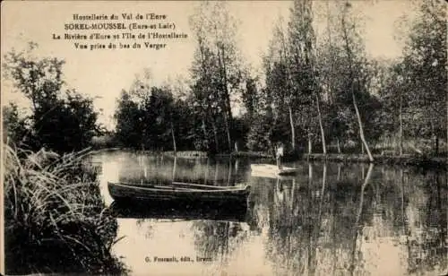 Ak Sorel Moussel Eure et Loir, Hostellerie du Val de l'Eure, Vue prise du bas du Verger