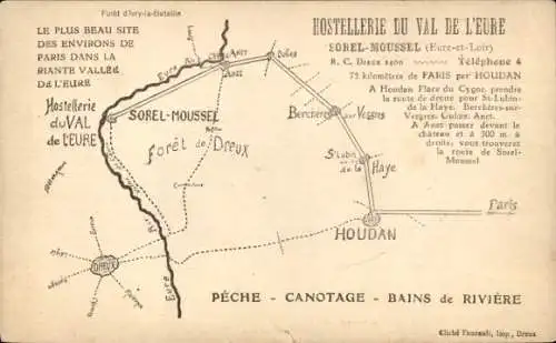 Ak Sorel Moussel Eure et Loir, Hostellerie du Val de l'Eure, Vue prise du bas du Verger