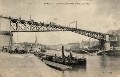 Ak Brest Finistère, Le Port Militaire, le Pont National