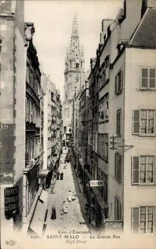 Ak Saint Malo Ille et Vilaine Bretagne, Grande Rue, Kathedrale