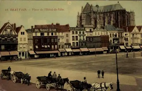 Ak Beauvais Oise, Place de l'Hotel de Ville