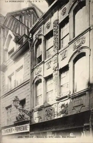 Ak Rouen Seine-Maritime, Haus aus dem 16. Jahrhundert, Rue Perciere