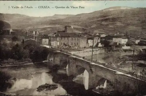 Ak Couiza Aude, Vallee de l'Aude, Quartier du Vieux Pont