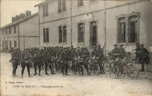 Ak Mailly le Camp Aube, Camp de Mailly, Chasseurs-Radfahrer