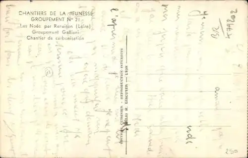 Ak Renaison Loire, Chantiers de la jeunesse française (CJF), Köhlermanschaften