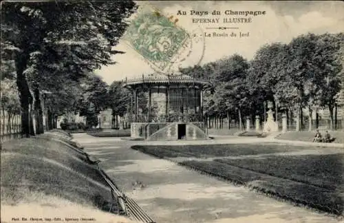 Ak Épernay Marne, Le Basin du Jard