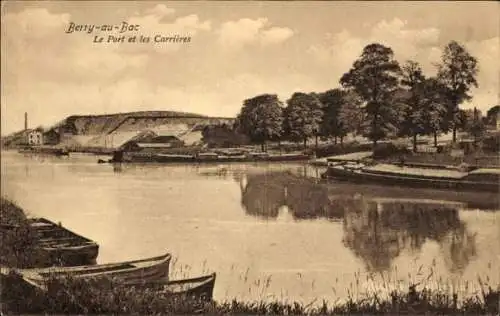 Ak Berry au Bac Aisne, Blick auf die Steinbrüche am Fluss