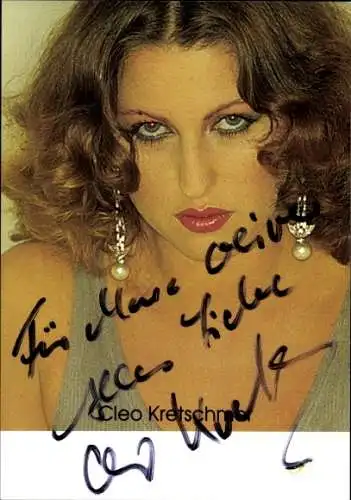 Ak Schauspielerin Cleo Kretschmer, Porträt, Ohrringe, Autogramm