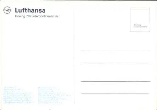 Ak Deutsches Passagierflugzeug, Lufthansa, Boeing 707 Intercontinental Jet