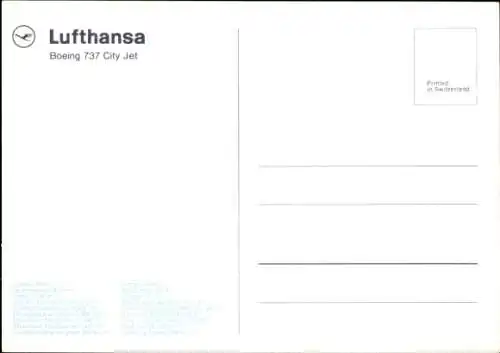 Ak Deutsches Passagierflugzeug, Lufthansa, Boeing 737 City Jet, D-ABCE