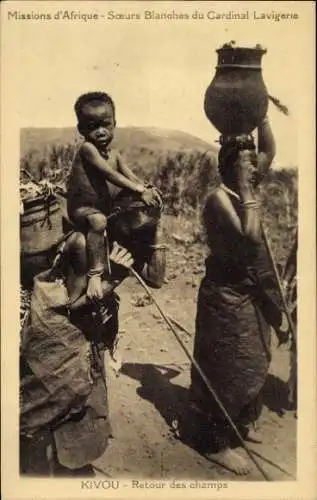 CPA Kenia, Mission Afrique, Kivou, Retour de Champs