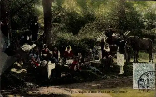 Ak Frankreich, Picknick bei einer Hochzeit auf dem Land