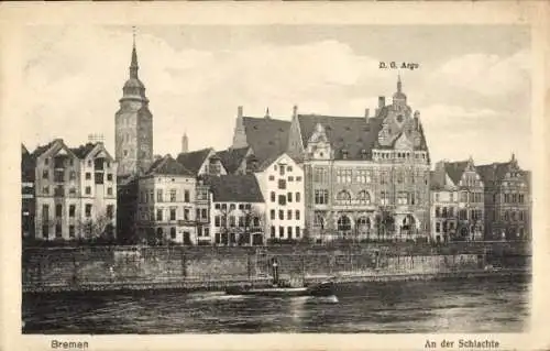 Ak Hansestadt Bremen, Wasserpartie an der Schlachte, D. G. Argo, Dampfer