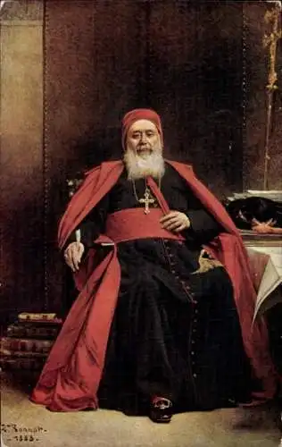 Künstler Ak Bonnat, Cardinal Lavigerie, Soutane, Kreuz