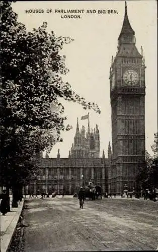 AK London City England, Houses of Parliament und Big Ben