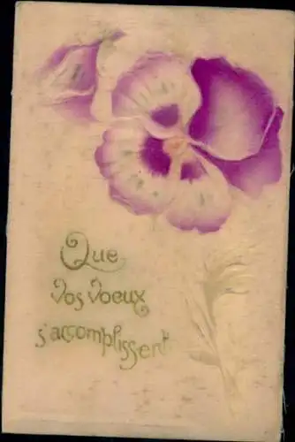 Stoff Ak Stiefmütterchen, Blume, Kitsch