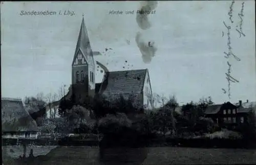 Ak Sandesneben in Lauenburg, Kirche, Pastorat
