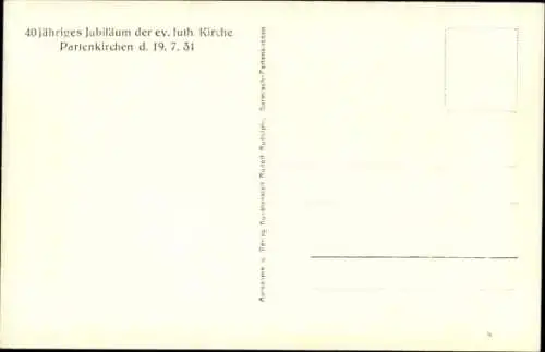 Ak Garmisch Partenkirchen in Oberbayern, Evangelisch lutherische Kirche, 40-jähriges Jubiläum 1931