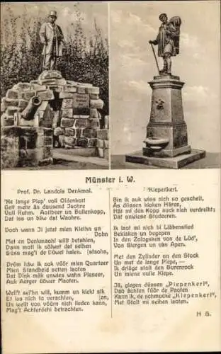 Ak Münster in Westfalen, Prof. Dr. Landois Denkmal, Kiepenkerl