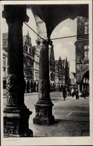 Ak Münster in Westfalen, Straße, Säulen, Durchblick