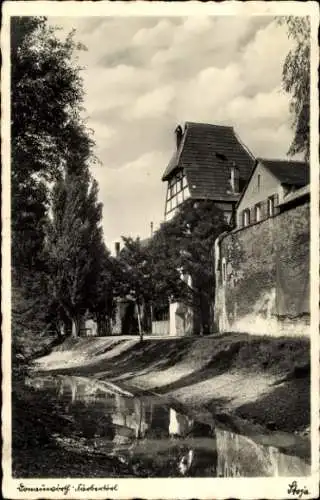 Ak Donauwörth in Schwaben Bayern, Stadtmauer, Färbertörl