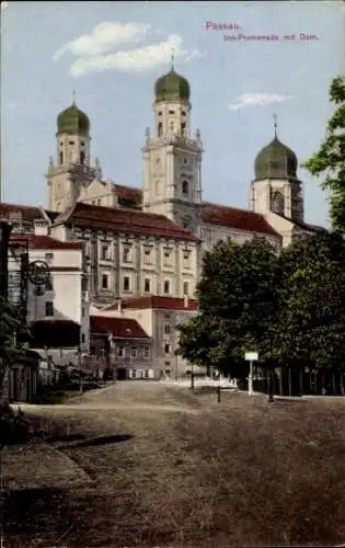 Ak Passau in Niederbayern, Inn-Promenade, Dom