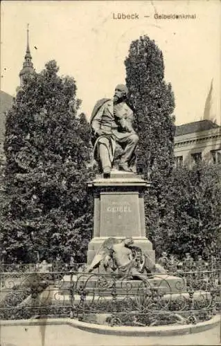 Ak Hansestadt Lübeck, Geibeldenkmal