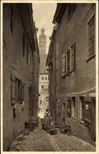 Ak Rothenburg ob der Tauber Mittelfranken, Gasse, Turm