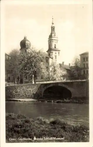 Ak Greiz im Vogtland, Stadtkirche, unteres Schloss, Museum