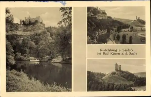 Ak Bad Kösen Naumburg an der Saale, Rudelsburg, Saaleck, Panorama