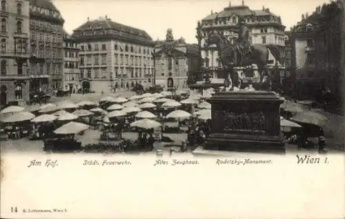 Ak Wien 1 Innere Stadt, Feuerwehr, Altes Zeughaus, Radetzky Monument