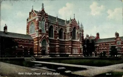 Ak Oxford Oxfordshire England, Keble College, Kapelle, Quad