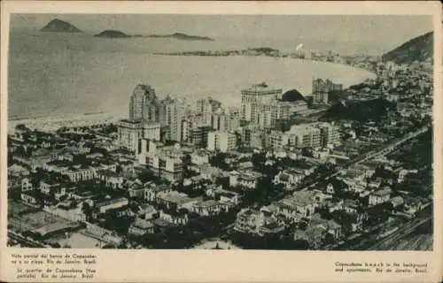 Ak Rio de Janeiro Brasilien, Copacabana mit Panorama vom Ort