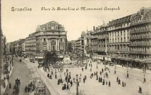 Ak Brüssel Brüssel, Place de Brouchère und Monument Anspach