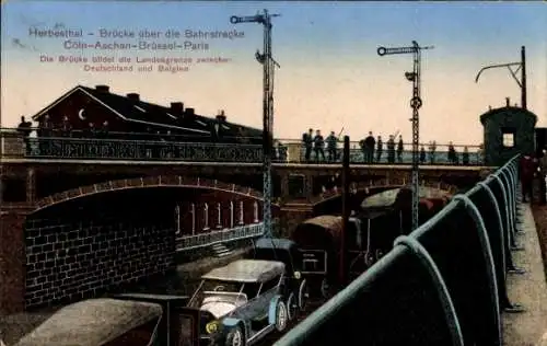 Ak Herbesthal Lontzen Wallonien Lüttich, Brücke über die Bahnstrecke Köln, Aachen, Brüssel, Paris