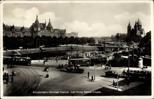 Ak Amsterdam Nordholland Niederlande, Hauptbahnhof, Prins-Hendrikkade