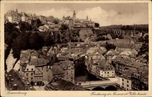 Ak Luxemburg, Faubourg du Grund und Oberstadt, Flusspartie