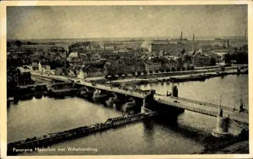 Ak Maastricht-Limburg Niederlande, Panorama mit Wilhelminabrücke