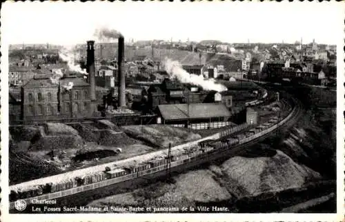 Ak Charleroi Wallonia Hennegau, Panorama, Les Fosses Sacré Madame