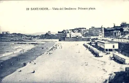 Ak Santander Kantabrien Spanien, Vista del Sardinero, Erster Strand