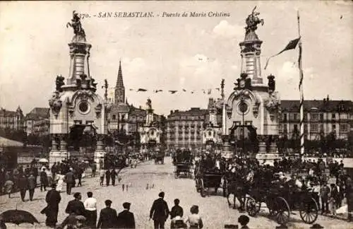 Ak Donostia San Sebastian Baskenland, Puente de Maria Cristina