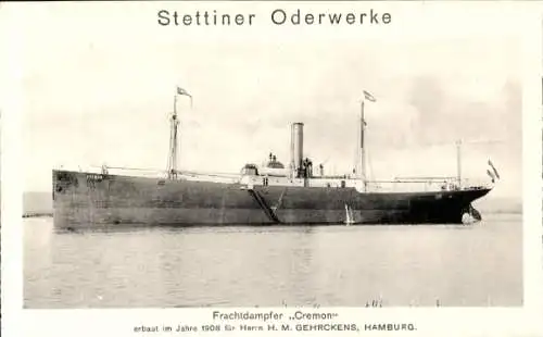 Ak Stettiner Oderwerke, Frachtdampfer Cremon