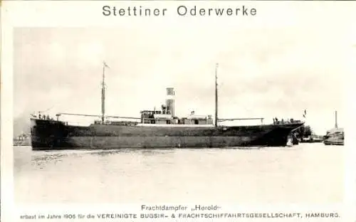 Ak Stettiner Oderwerke, Frachtdampfer Herold