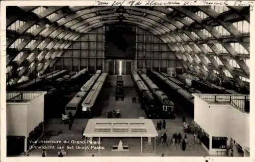 Ak Brüssel, Weltausstellung 1935, Grand Palais, Innenansicht, Eisenbahnen